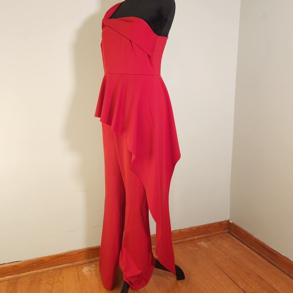 NEW YORK & COMPANY Red Asymmetric Jumpsuit, Size Medium - Picture 11 of 16